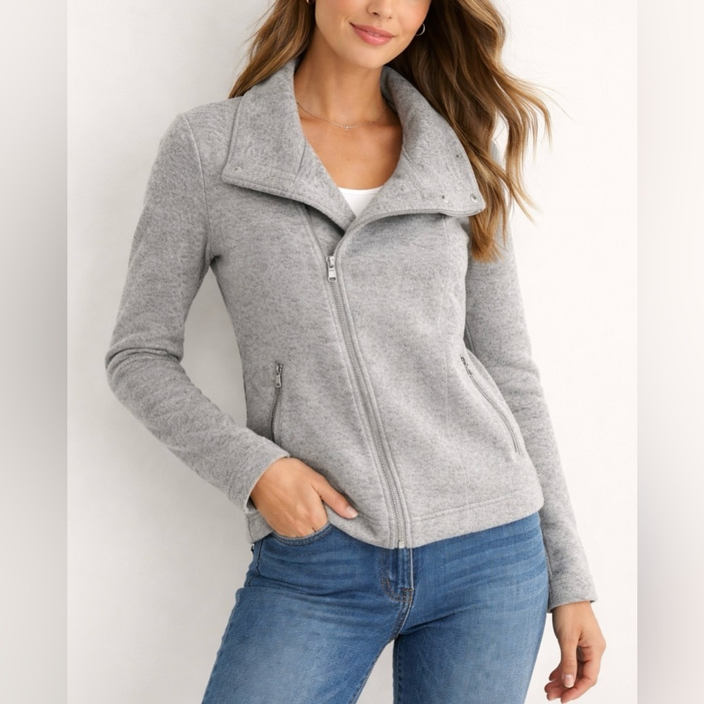 ✨ Old Navy Gray‎ Moto Sweater Jacket Asym Zip Zip Pockets Women S ✨